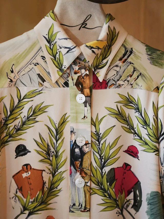 Hermes Hermes Vintage Equestrian Print Silk Shirt Dress (White, 36) Size XS / US 0-2 / IT 36-38 - 6 Thumbnail