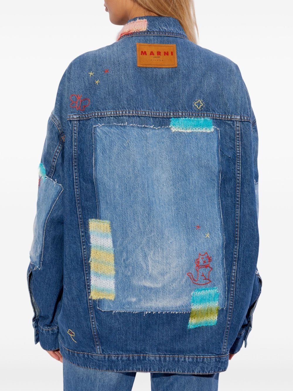 Marni o1w1db10125 Knitted Panel Denim Jacket in Blue Size M / US 6-8 / IT 42-44 - 4 Thumbnail