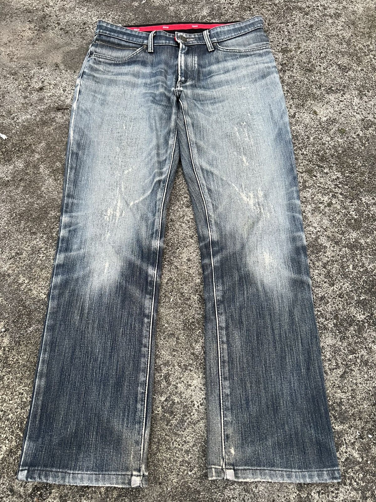 Edwin × If Six Was Nine VINTAGE EDWIN WILD FIRE DISTRESS JEAN Size US 31 - 1 Thumbnail