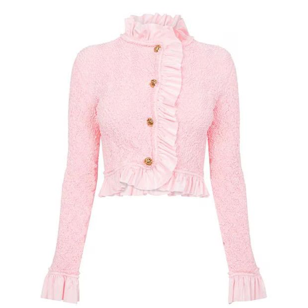 Alexander Wang o1g2r1mq0824 Smocked Ruffle Jacket in Pink Size L / US 10 / IT 46 - 1 Thumbnail