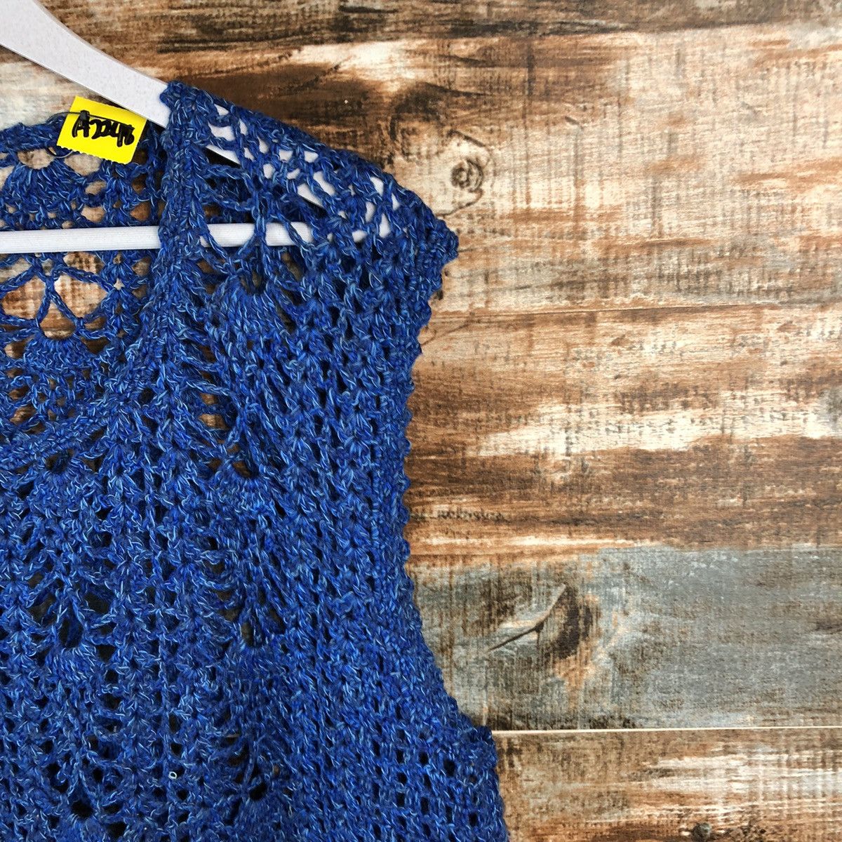 Handmade Japan vintage crochet mesh net knitwear handmade Vest #A2248 Size L / US 10 / IT 46 - 8 Thumbnail