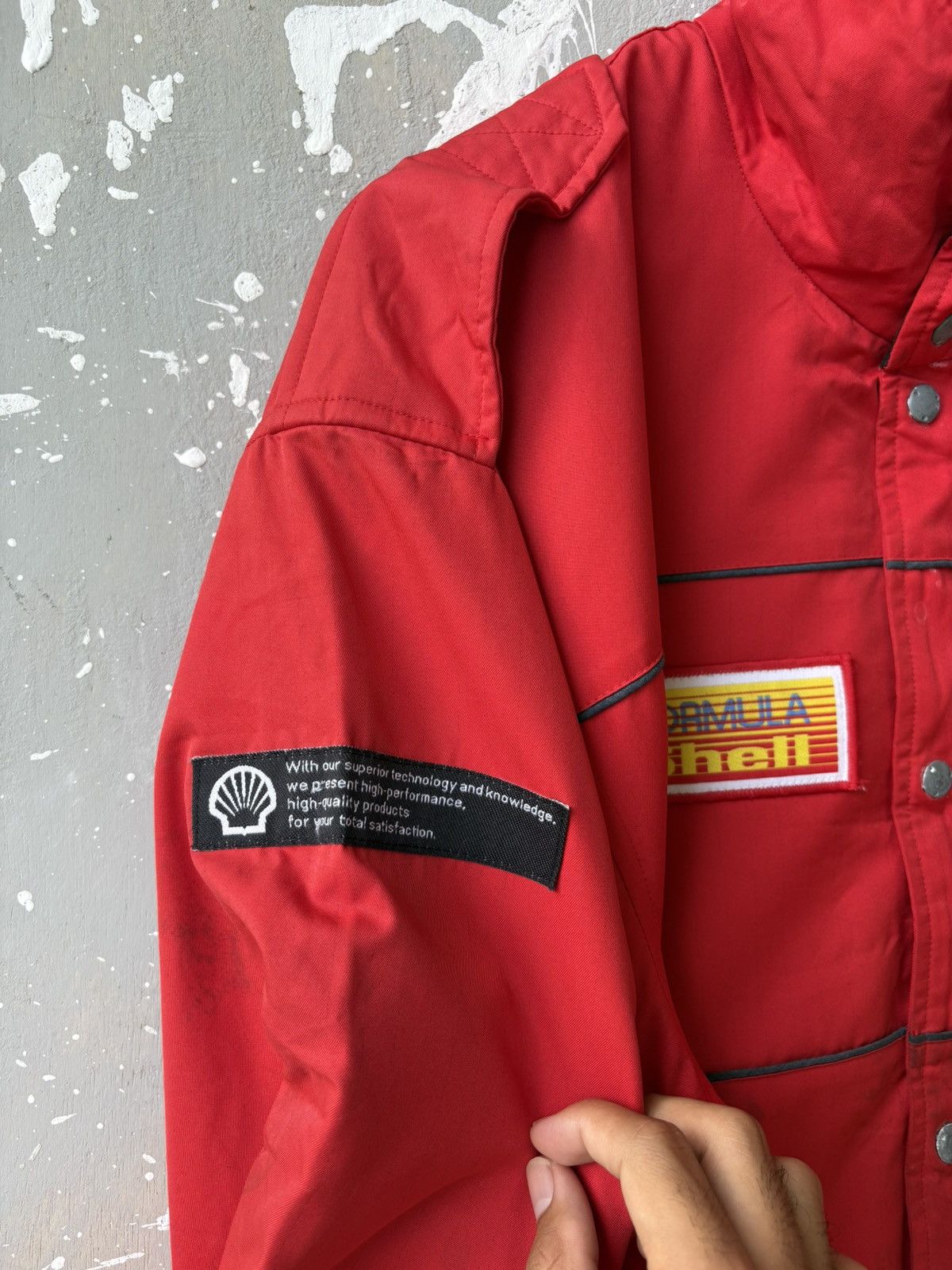 Ferrari Vintage Shell Formula Work F1 Red Jacket 🧥 Size US XL / EU 56 / 4 - 14 Thumbnail