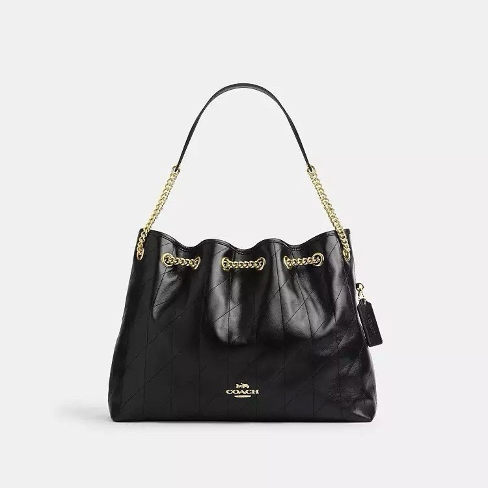 Coach NWT COACH Evelyn Shoulder Bag Leather Gold/Black CDR00 Size ONE SIZE - 9 Thumbnail