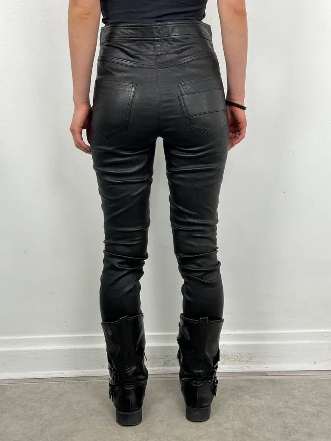 Givenchy 2010s Givenchy Black Leather Multi-Zip Skinny Pants Size 26" / US 2 / IT 38 - 4 Thumbnail