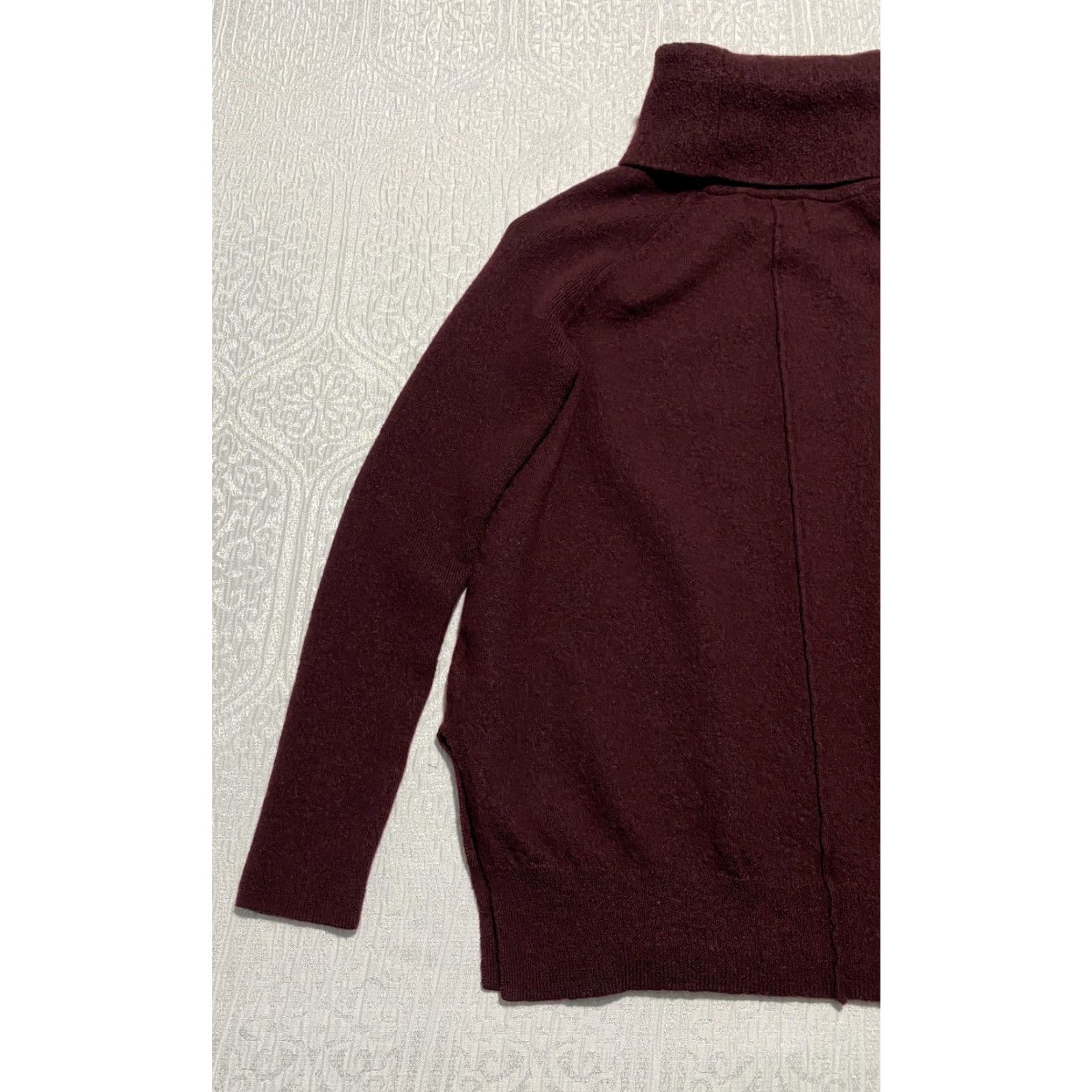 Cynthia Rowley Cynthia Rowley Sweater Womens Small Burgundy Merino Wool Turtleneck Raglan Knit Size S / US 4 / IT 40 - 6 Thumbnail