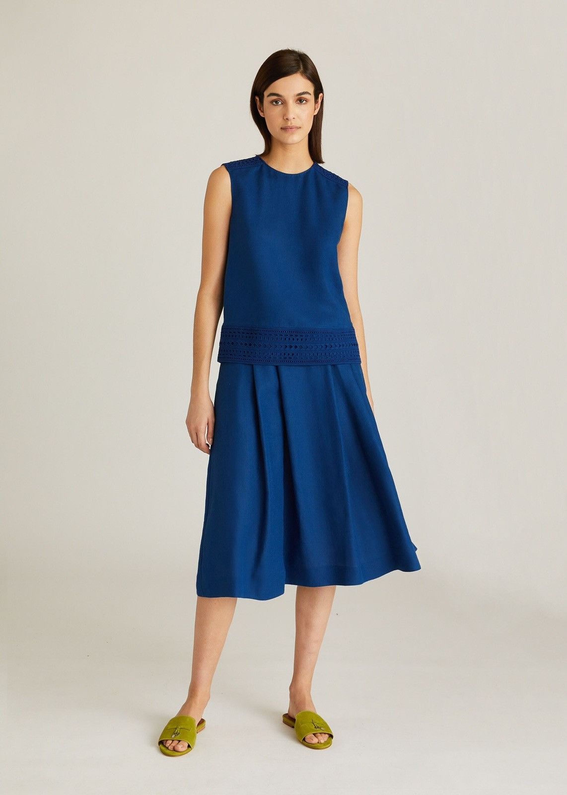 Loro Piana o1srvl11e0824 Zaira Sunny Midi Skirt in Blue Size 28" / US 6 / IT 42 - 3 Thumbnail
