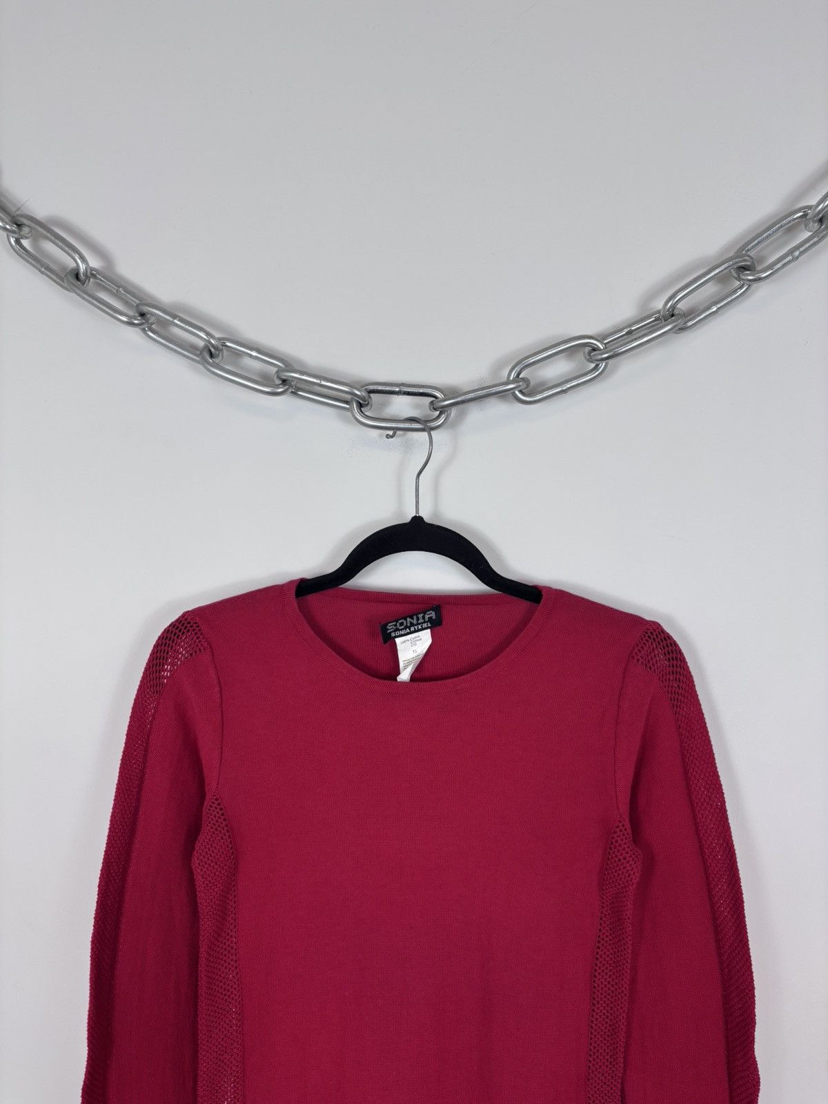 Sonia Rykiel Vintage Sonia Rykiel Women’s Red Mesh Knit Sweater Pullover Size S / US 4 / IT 40 - 2 Thumbnail