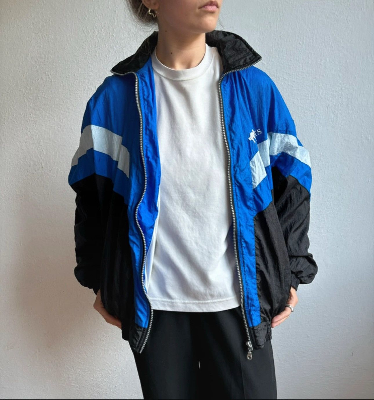 image of 1990X Clothing x Varsity Jacket Vintage Cats Tv Zurich Boxy Jacket Rap Unisex Y2K in Blue (Size Sma