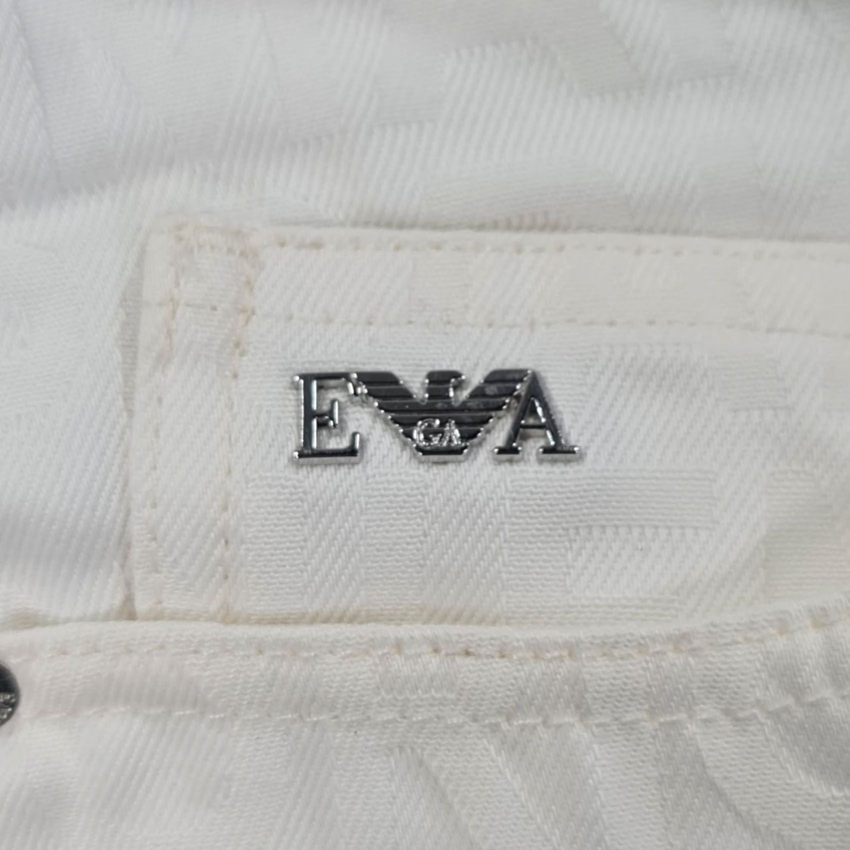 Emporio Armani Emporio Armani Jeans White W31 L28 Loose Fit Logo 5-Pocket Denim Cotton Casual Mens Jeans W31 L28 Regular Fit Jeans Size US 31 - 4 Thumbnail