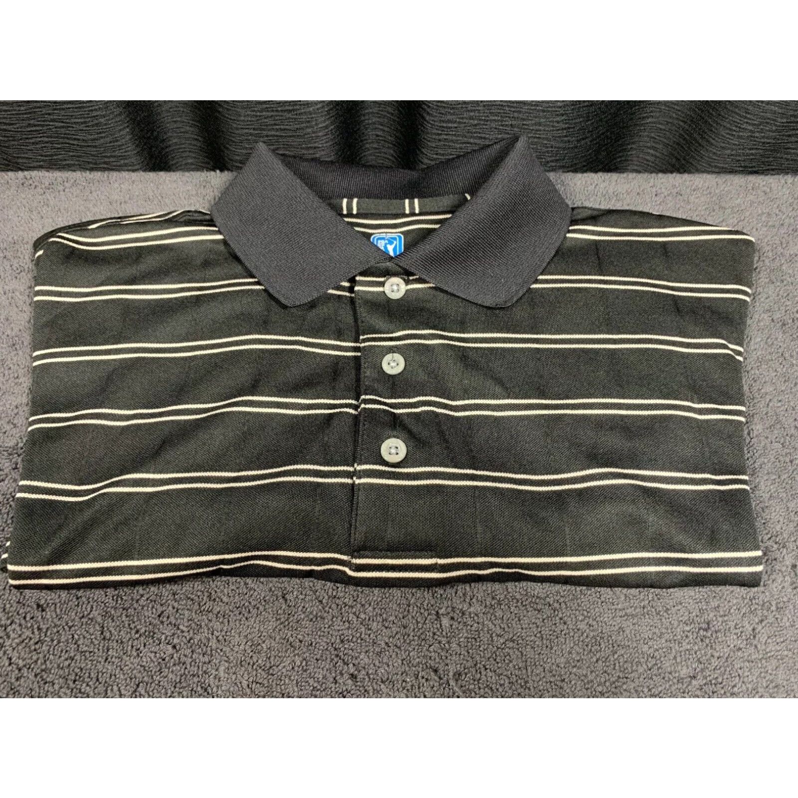 PGA Tour PGA Tour Black Striped Men's Short Sleeve Polo Shirt - Medium Size US XL / EU 56 / 4 - 1 Thumbnail