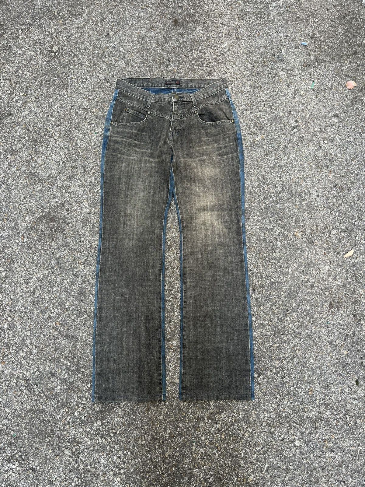 If Six Was Nine Morgan Homme Jeans Two Tone Colour Low Rise Denim Camo Size US 29 - 2 Thumbnail