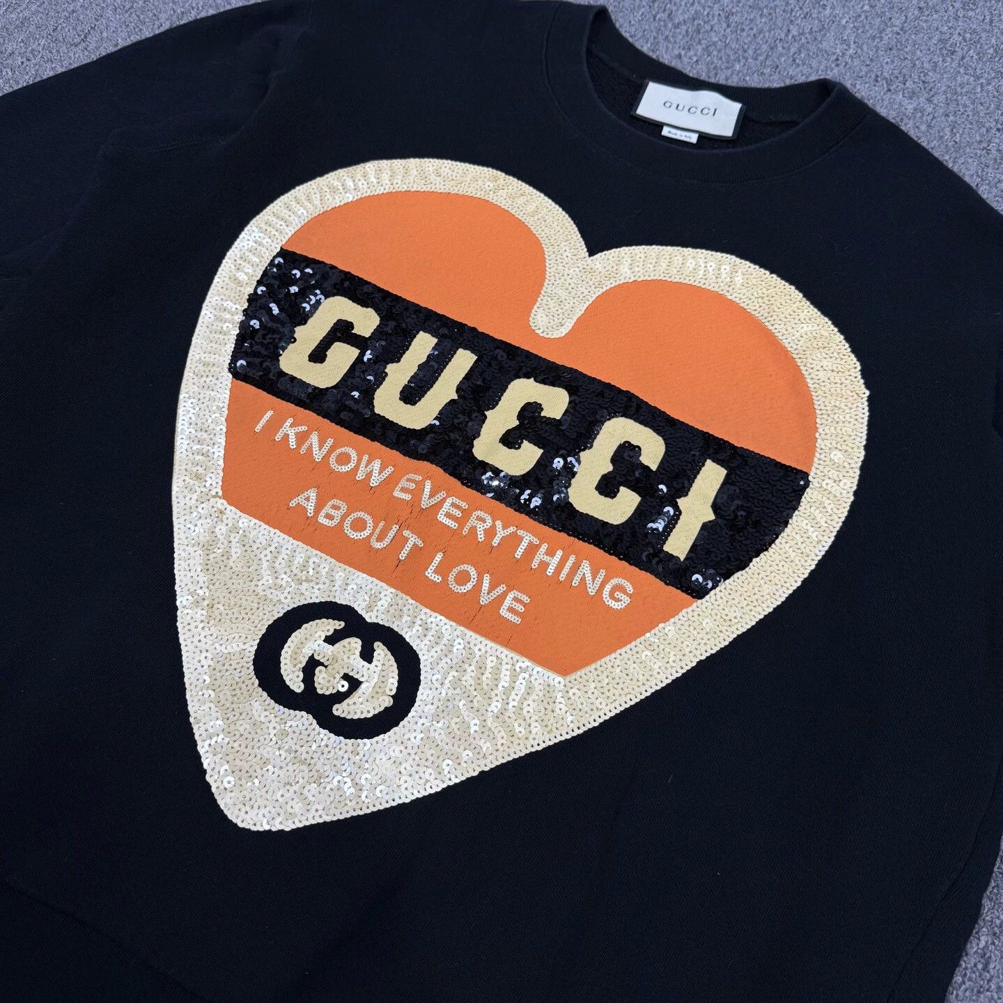 Gucci Gucci black Double G heart print crewneck sweatshirt Size M / US 6-8 / IT 42-44 - 3 Thumbnail