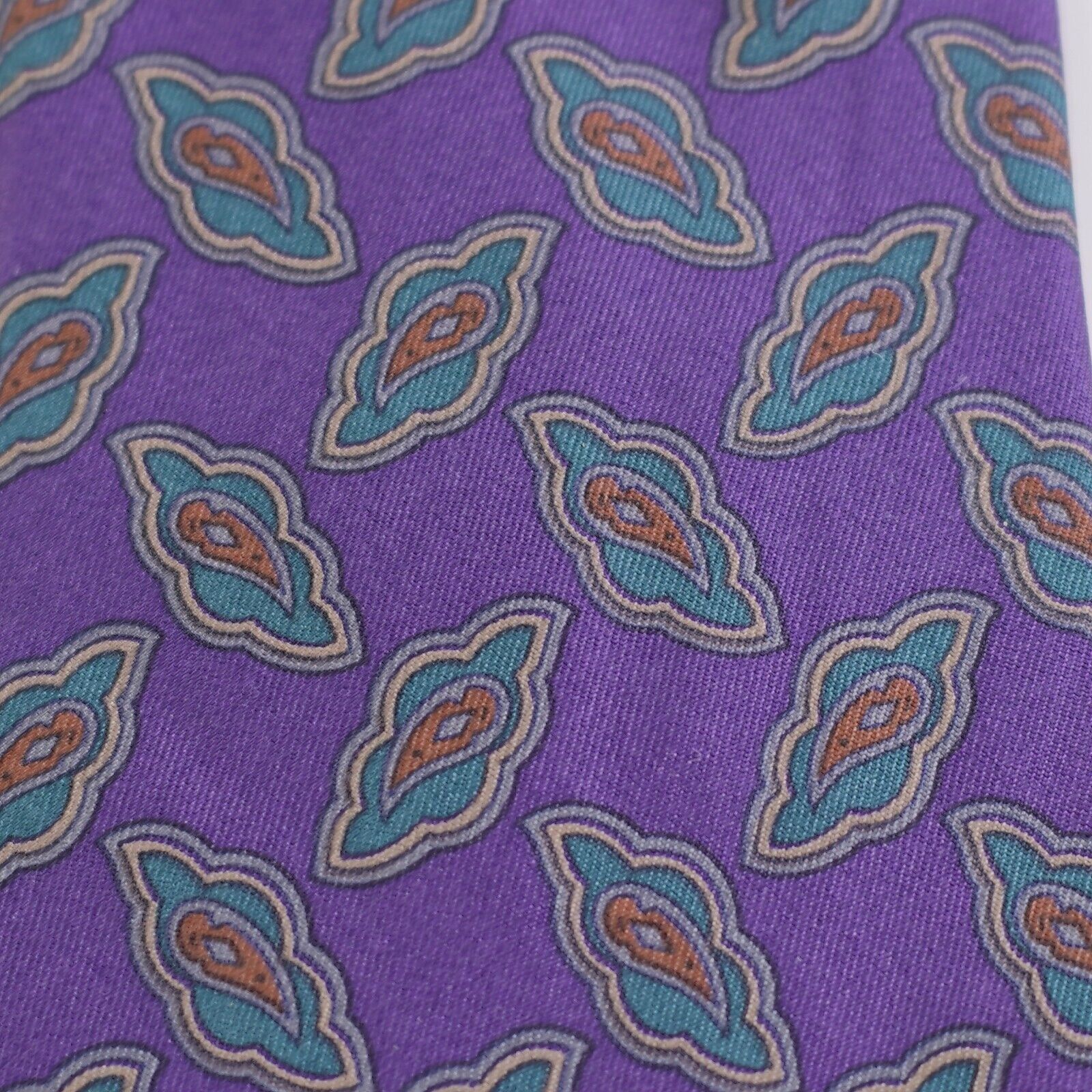 Aquascutum Aquascutum London Purple Teal Geometric Print Silk Tie Size ONE SIZE - 2 Thumbnail