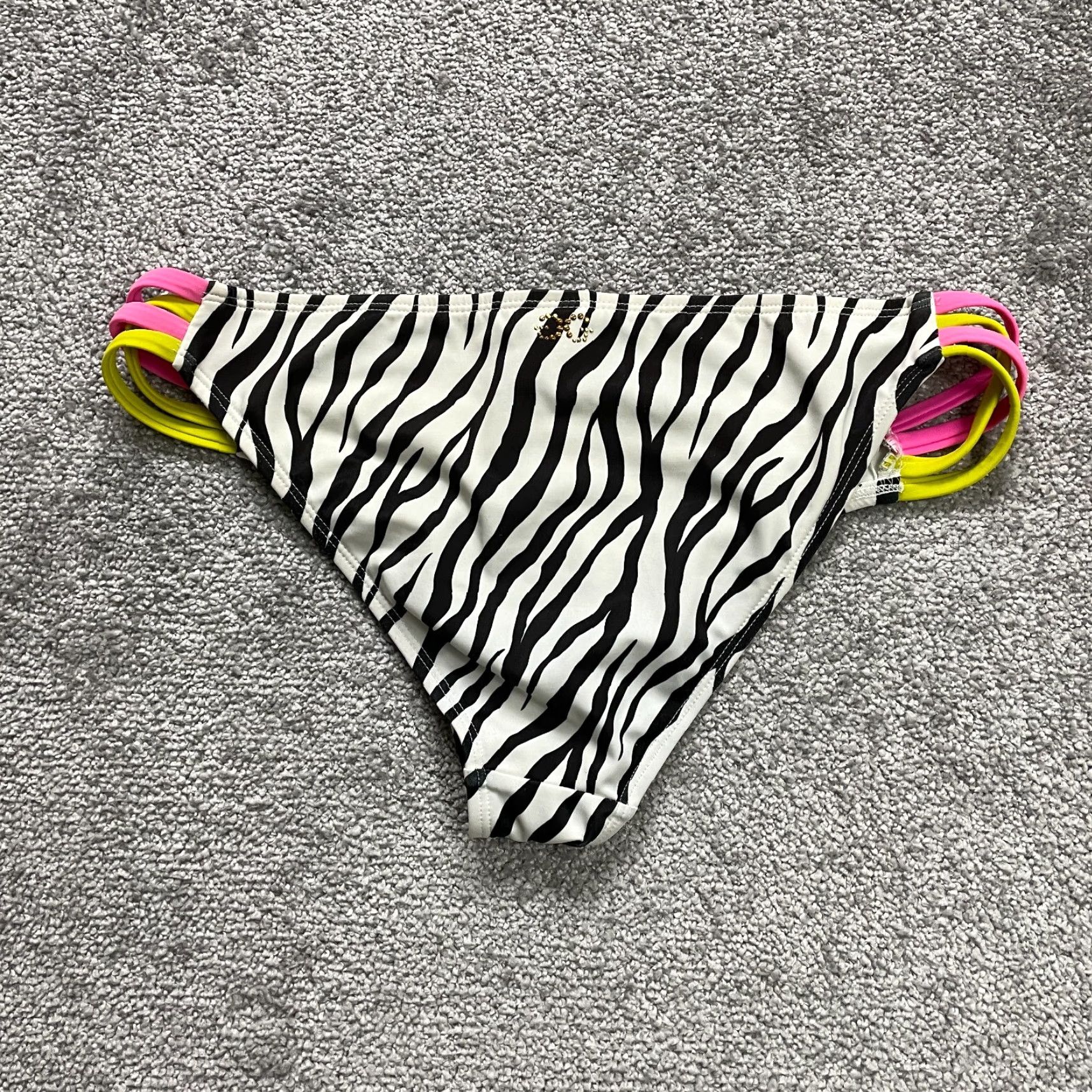 Guess GUESS USA Swimwear Bikini Bottom Women Large Multicolor Zebra Side Strap Beach Size 36" / US 14 / IT 50 - 2 Thumbnail