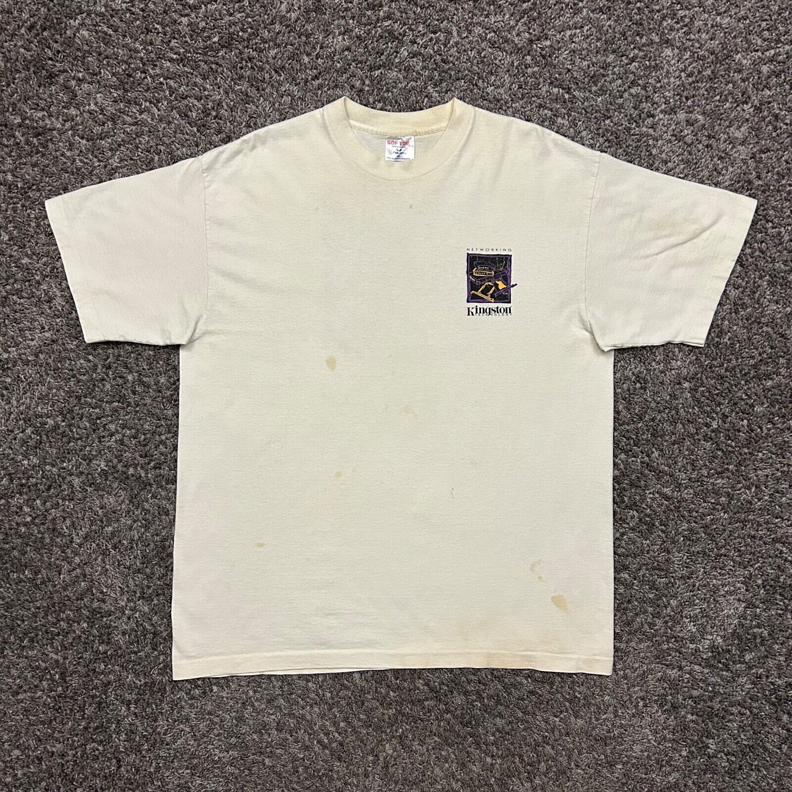 Vintage Vintage Thrashed Shirt 80s Computer Technology Faded White Size US XL / EU 56 / 4 - 2 Thumbnail