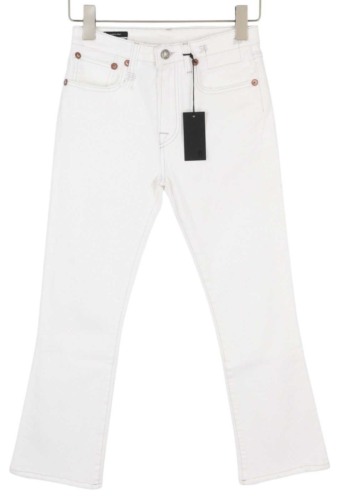 R13 KICK FIT 26 Bale White Flared Cropped Denim Jeans 86193 Size 26" / US 2 / IT 38 - 3 Thumbnail