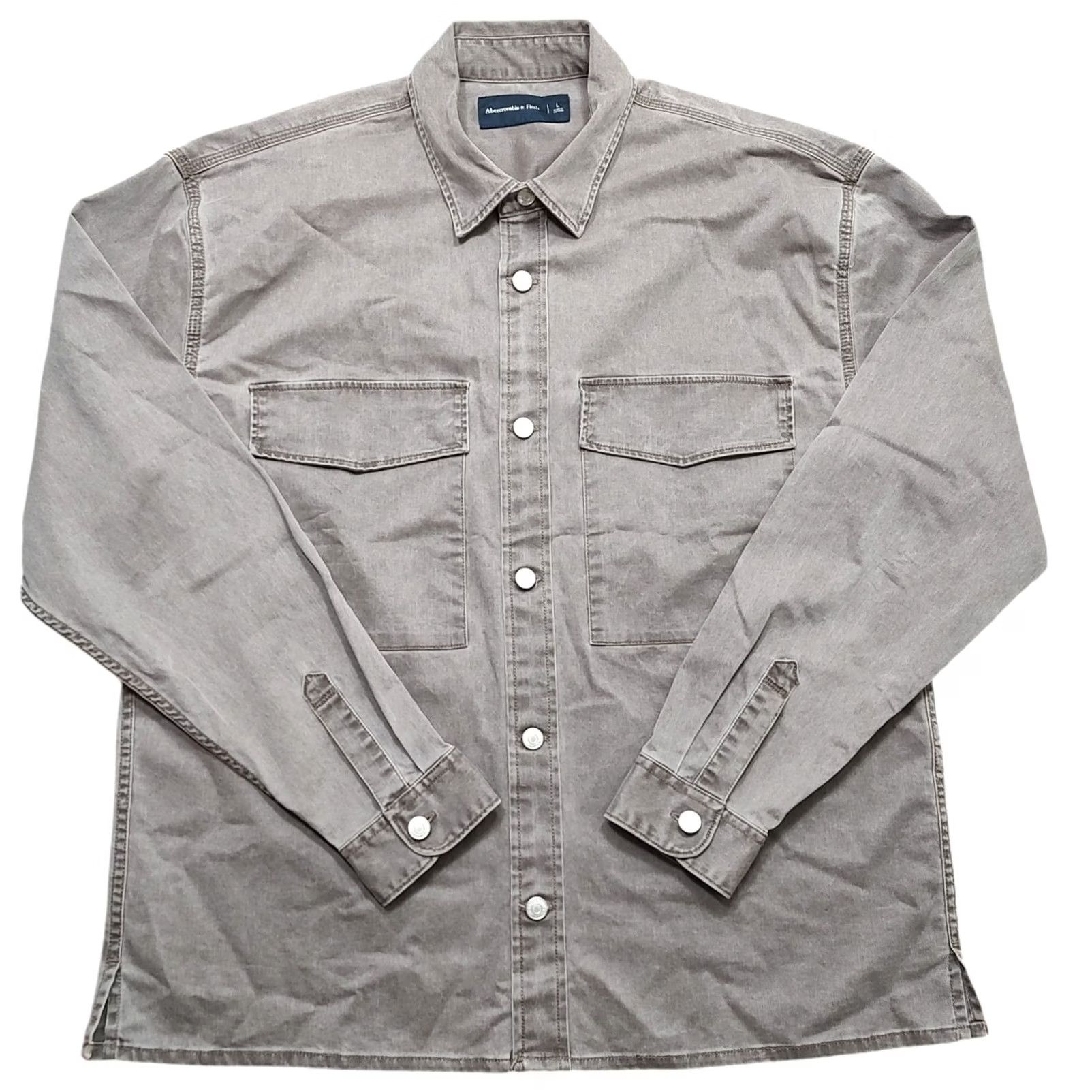 Abercrombie & Fitch Abercrombie & Fitch Mens Denim Shirt Button-Up Pockets Brown 90s Outdoor Casual Large) Size US L / EU 52-54 / 3 - 2 Thumbnail