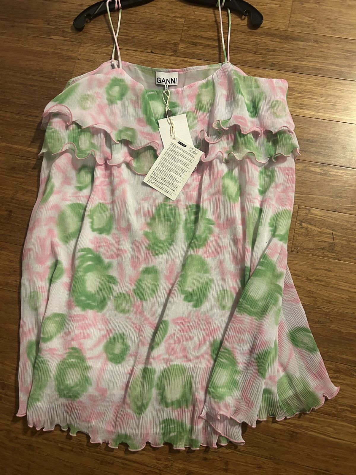Ganni GANNI Ruffled Tiered Plissé-georgette Mini Dress Baby pink Size XXL / US 16-18 / IT 52-54 - 8 Thumbnail