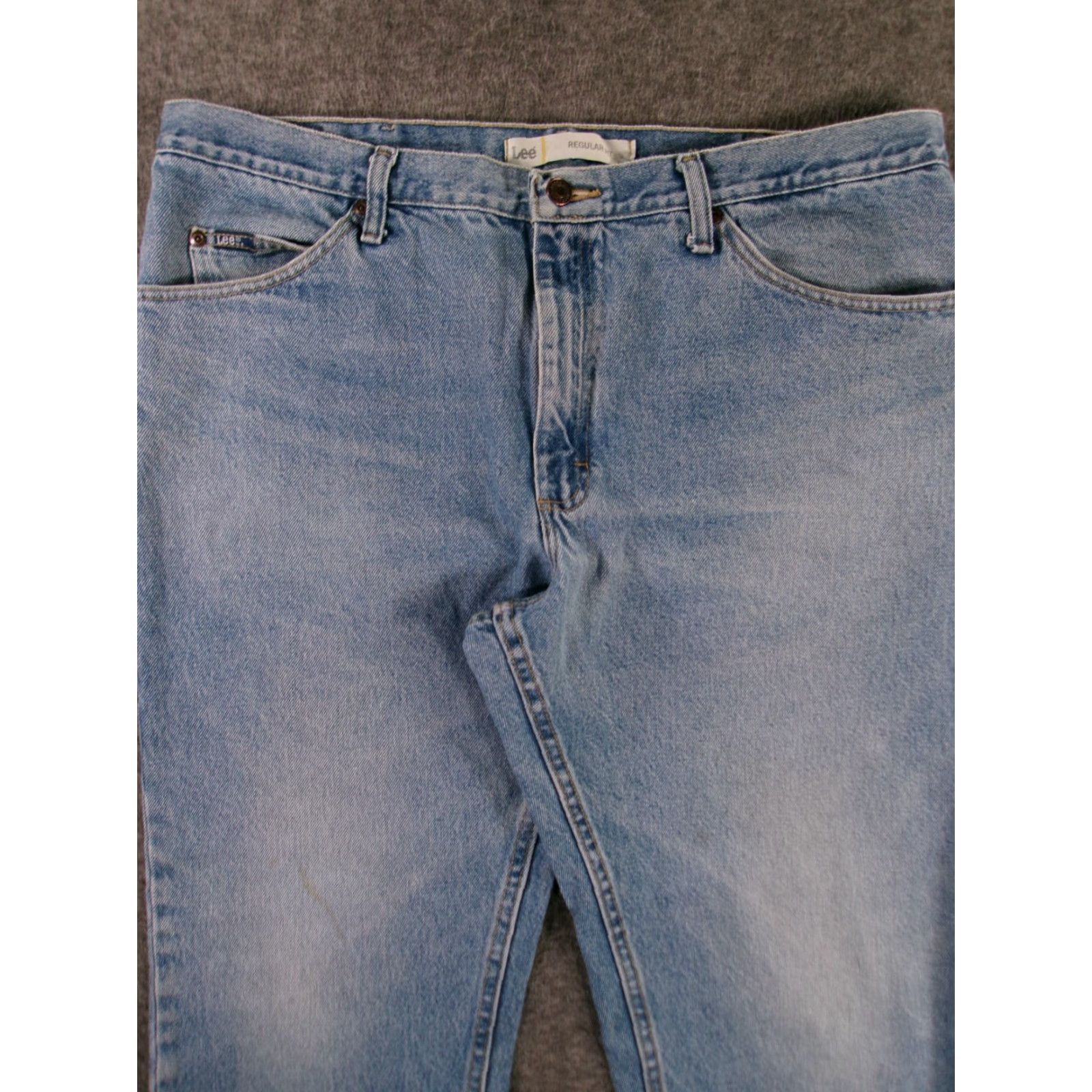 Lee Lee Jeans Men 40X29 Blue Straight Leg Regular Fit Medium Wash Workwear Cotton Vintage 80s 90s USA Logo 5-Pocket Inseam 29" Jeans Mens Size US 40 / EU 56 - 2 Thumbnail