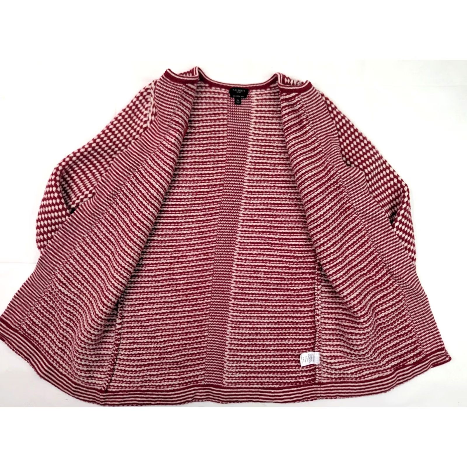 Talbots Talbots Cardigan Women M Petite Open Red White Merino Wool Argyle Knit Buttonless Casual Size M / US 6-8 / IT 42-44 - 3 Thumbnail