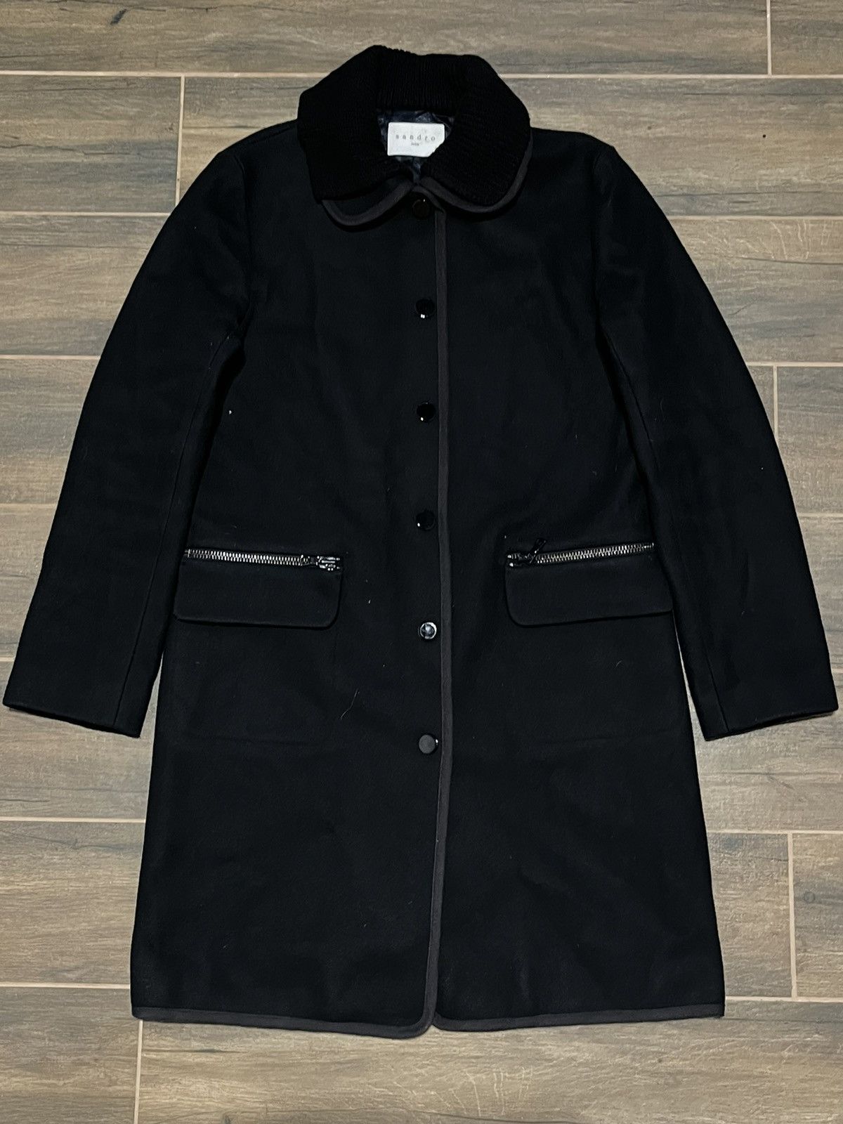 Sandro Sandro paris classic black wool coat jacket Size US S / EU 44-46 / 1 - 1 Thumbnail