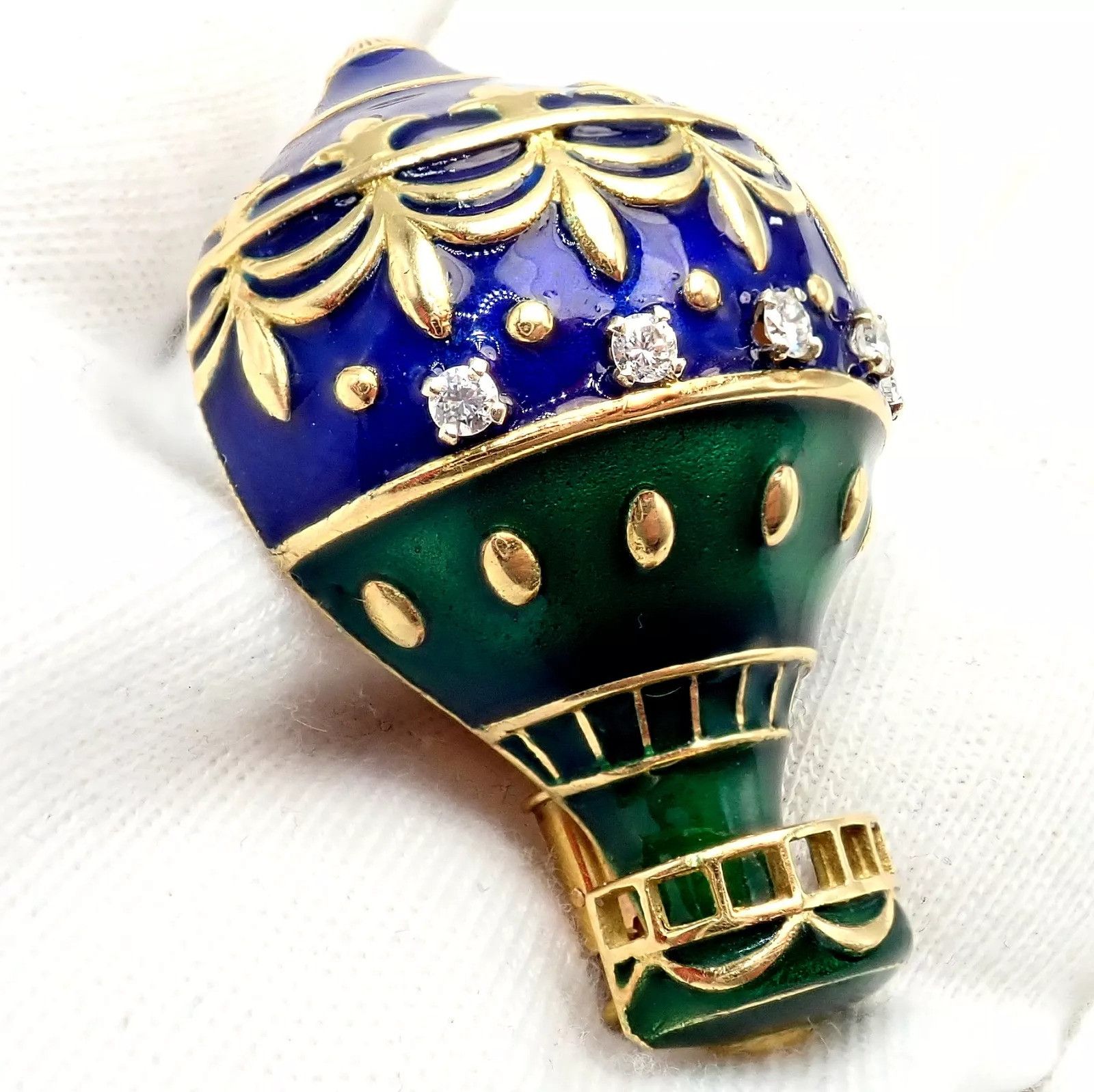 Dior Dior 18k Yellow Gold Diamond Enamel Jules Verne Pin Brooch Size ONE SIZE - 8 Thumbnail