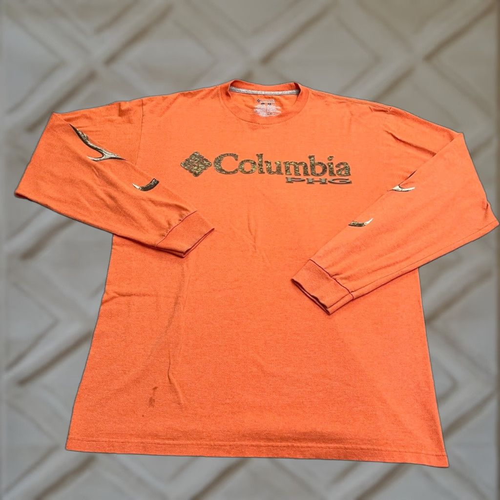 Vintage Columbia Shirt Mens Large Orange Long Sleeve Cotton Pullover Graphic PHG Sports Hunting Casual Outdoor Size US L / EU 52-54 / 3 - 1 Thumbnail