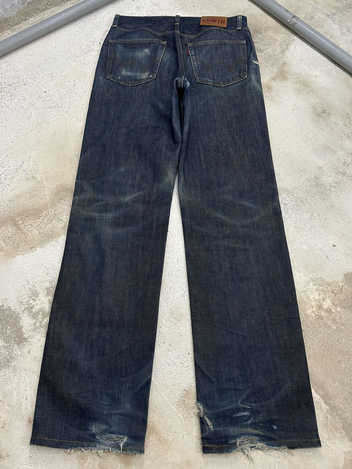 Edwin Edwin Japan 503 Regular Creased Line Whiskers Washed Size US 31 - 2 Thumbnail
