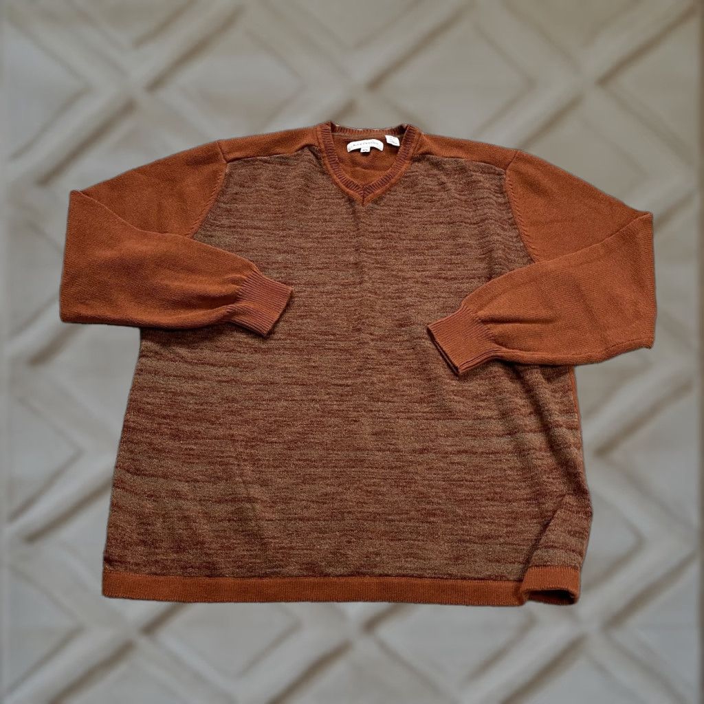 Canon Alex Cannon Sweater Men's Brown Knit V-Neck Pullover M Cotton Blend Breathable Lightweight Classic Outdoor Regular Fit Size US M / EU 48-50 / 2 - 1 Thumbnail