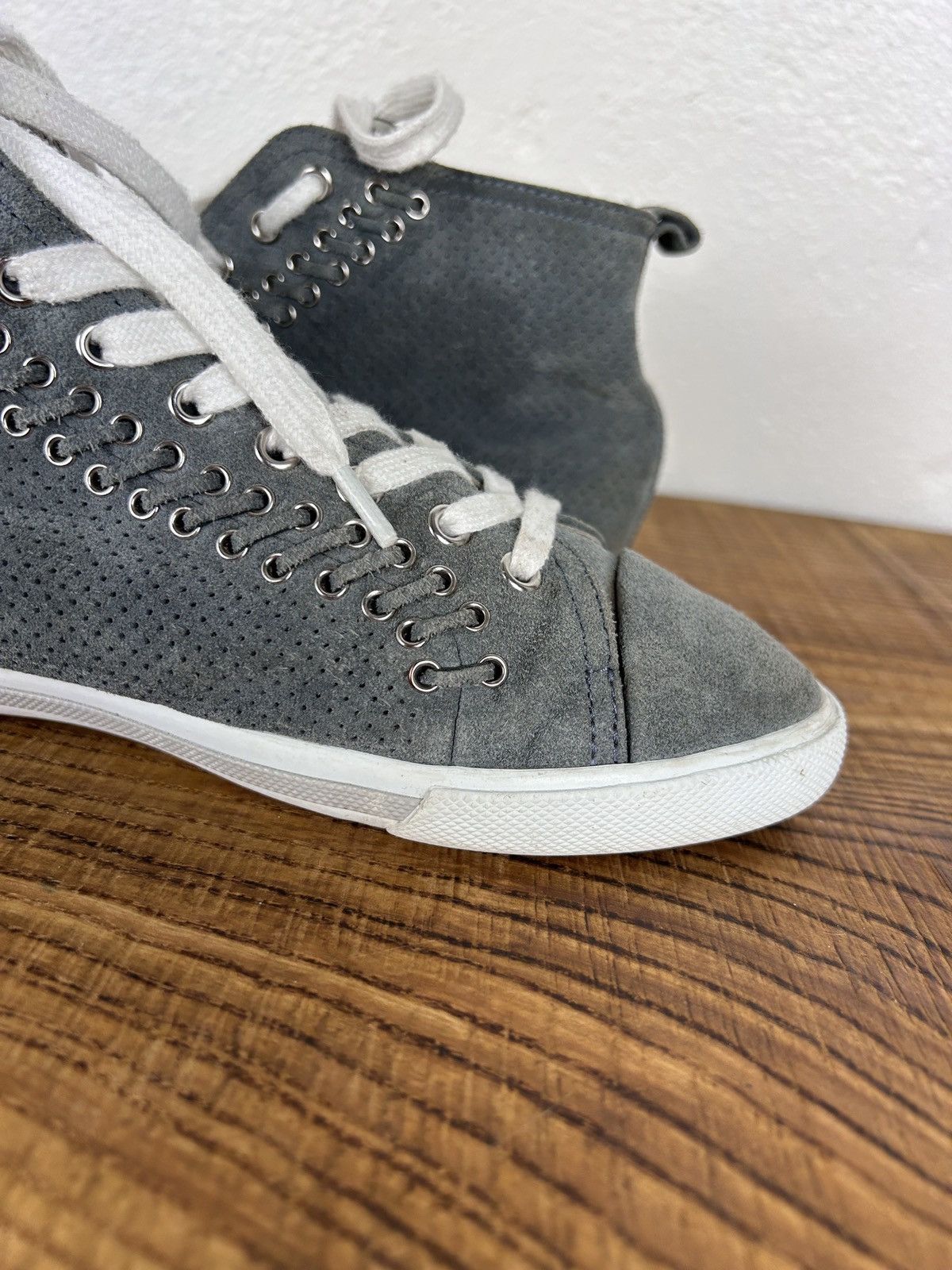 Prada Prada Sport Grey Suede Leather Eyelet Detail High Top 39 Size US 9 / IT 39 - 6 Thumbnail