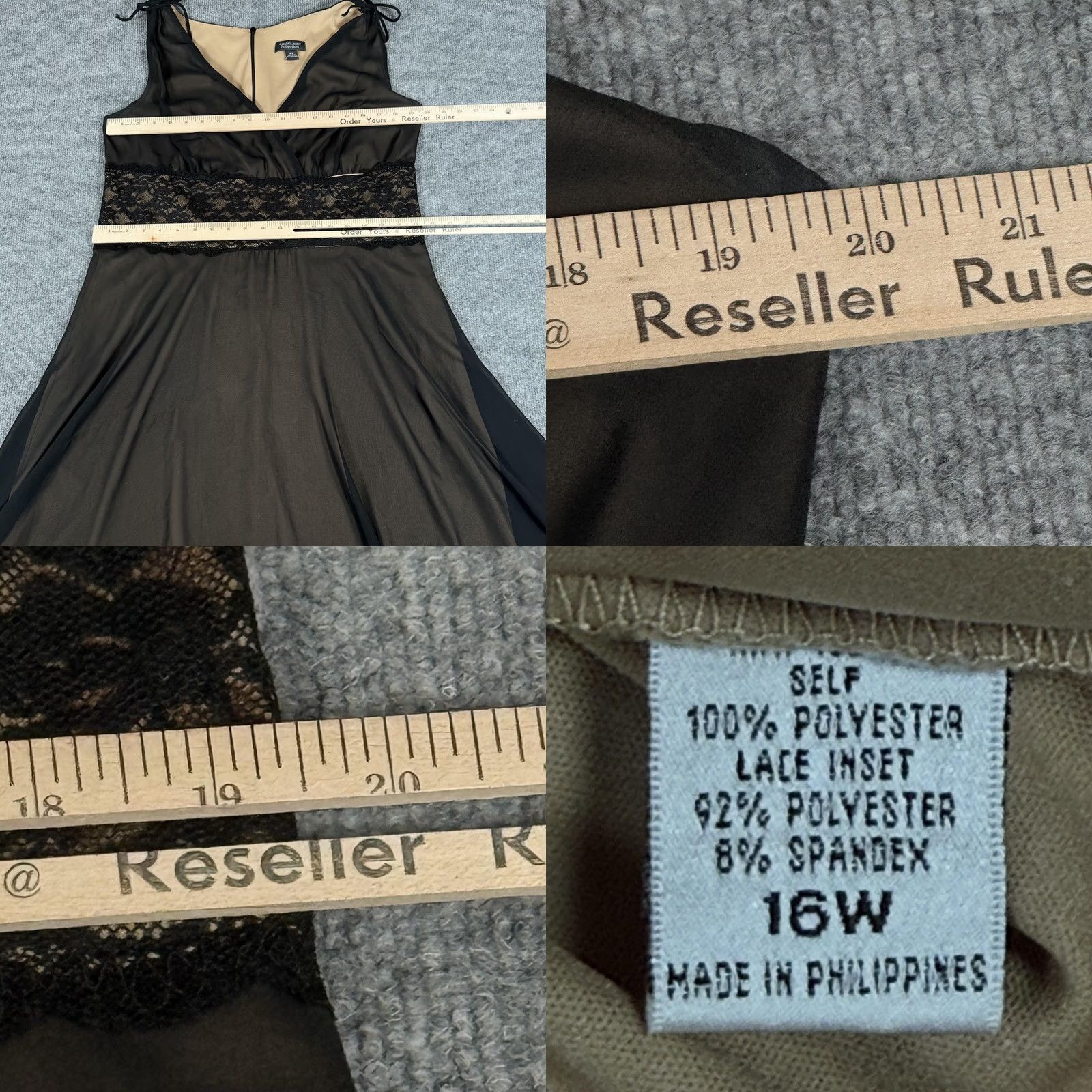 Vintage Dressbarn Collection Dress Womens 16W Black Sleeveless Midi Party Lace Waist V-Neck 43" A-Line/Wrap Dress, Formal, Cocktail, Evening Size XXL / US 16-18 / IT 52-54 - 8 Thumbnail