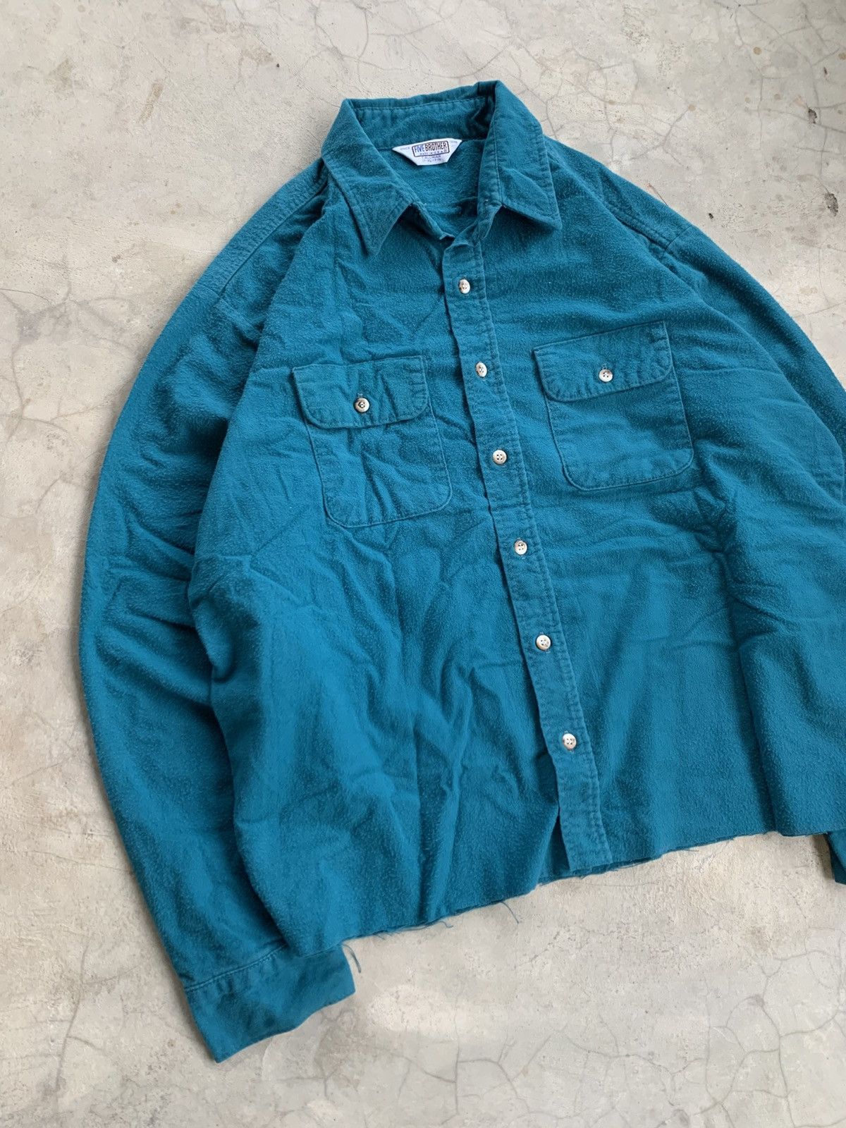 Vintage Cropped button up shirt double pocket fivebrother boxy Size US L / EU 52-54 / 3 - 4 Thumbnail