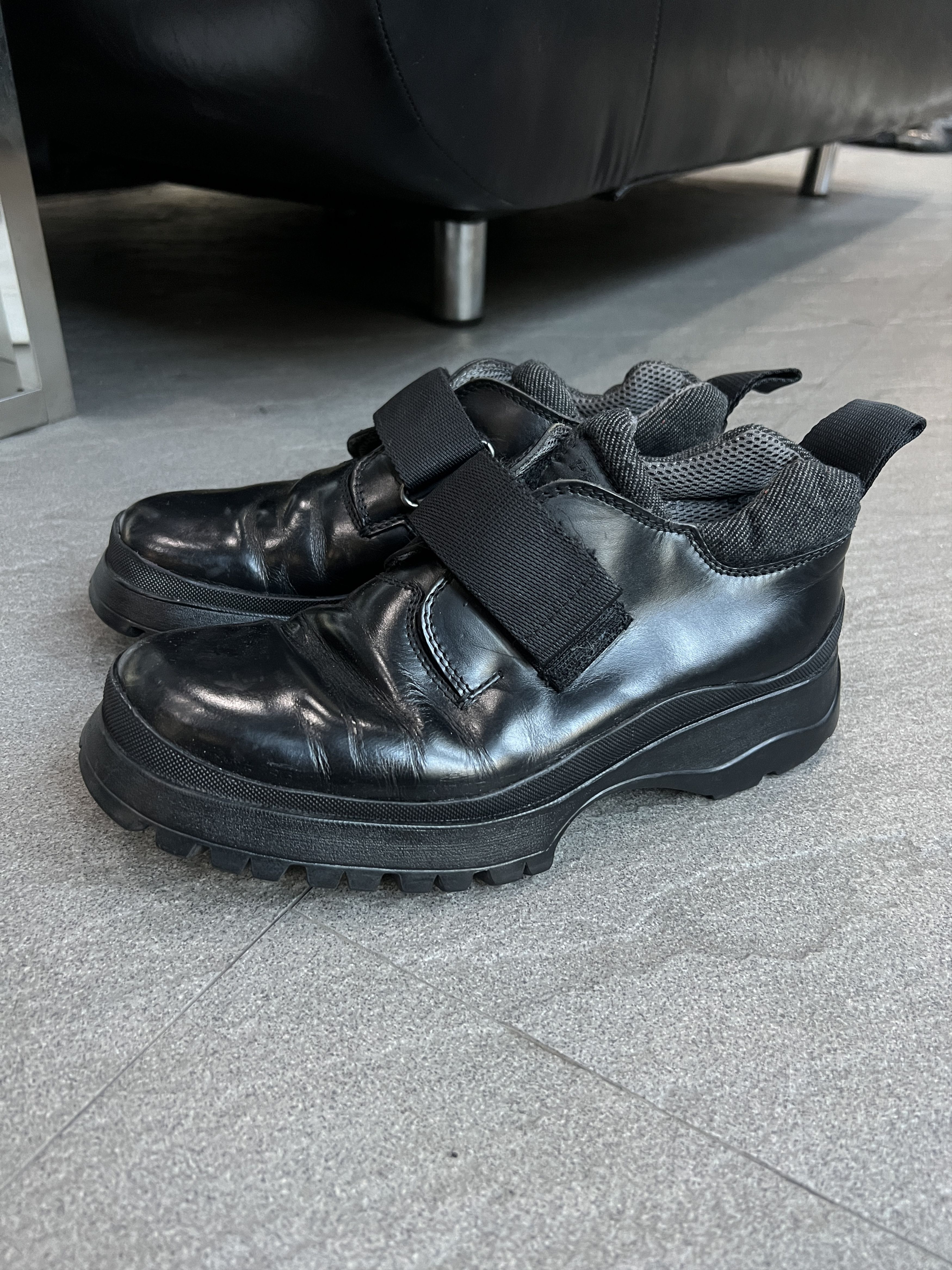 Prada Prada Sport Vibram Strap Chunky Leather Sneakers US 7 Black Size US 7 / EU 40 - 1 Thumbnail