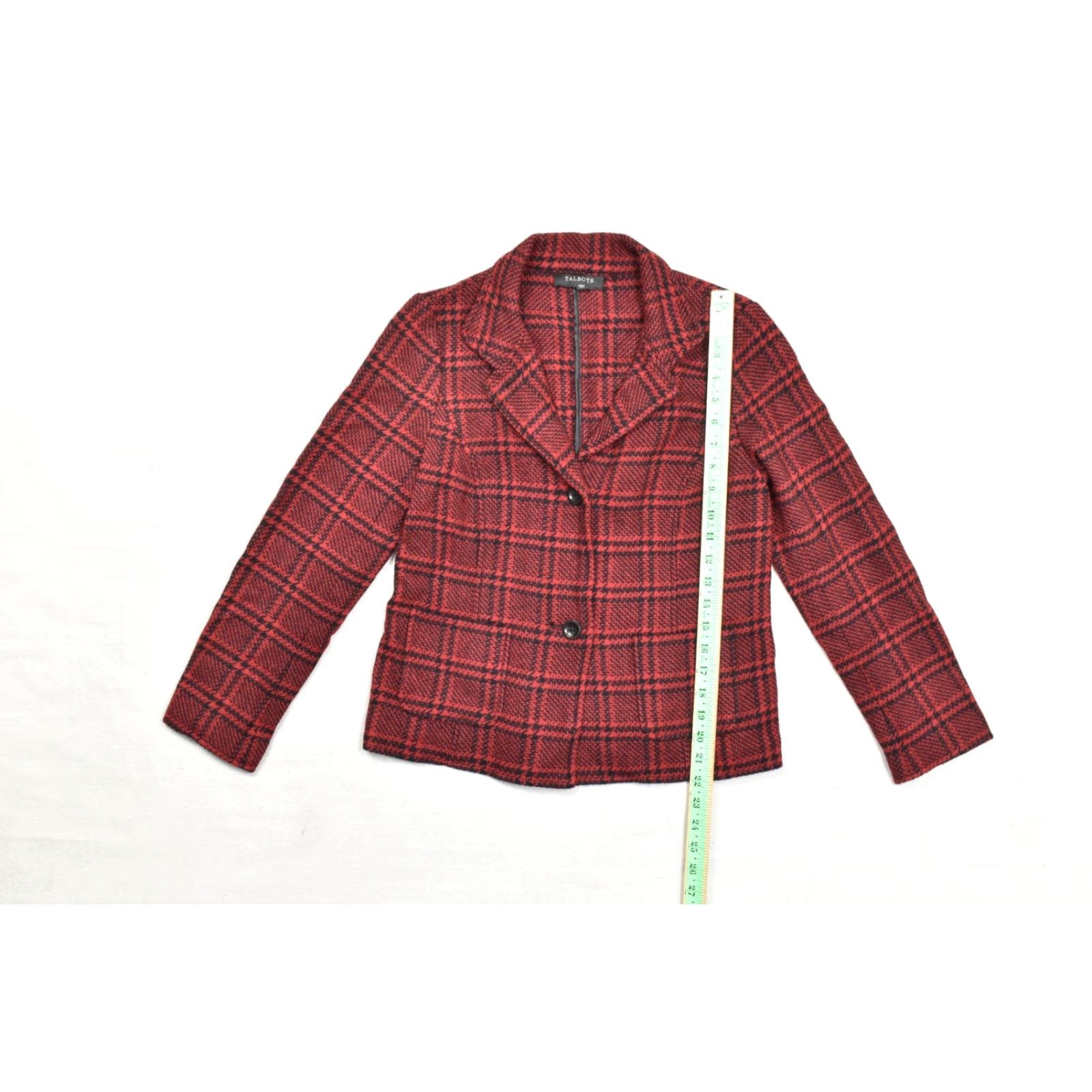 Talbots Talbots Blazer Jacket Wool Blend Houndstooth Plaid Two Button Red Regular Women XS-4 Size S / US 4 / IT 40 - 4 Thumbnail