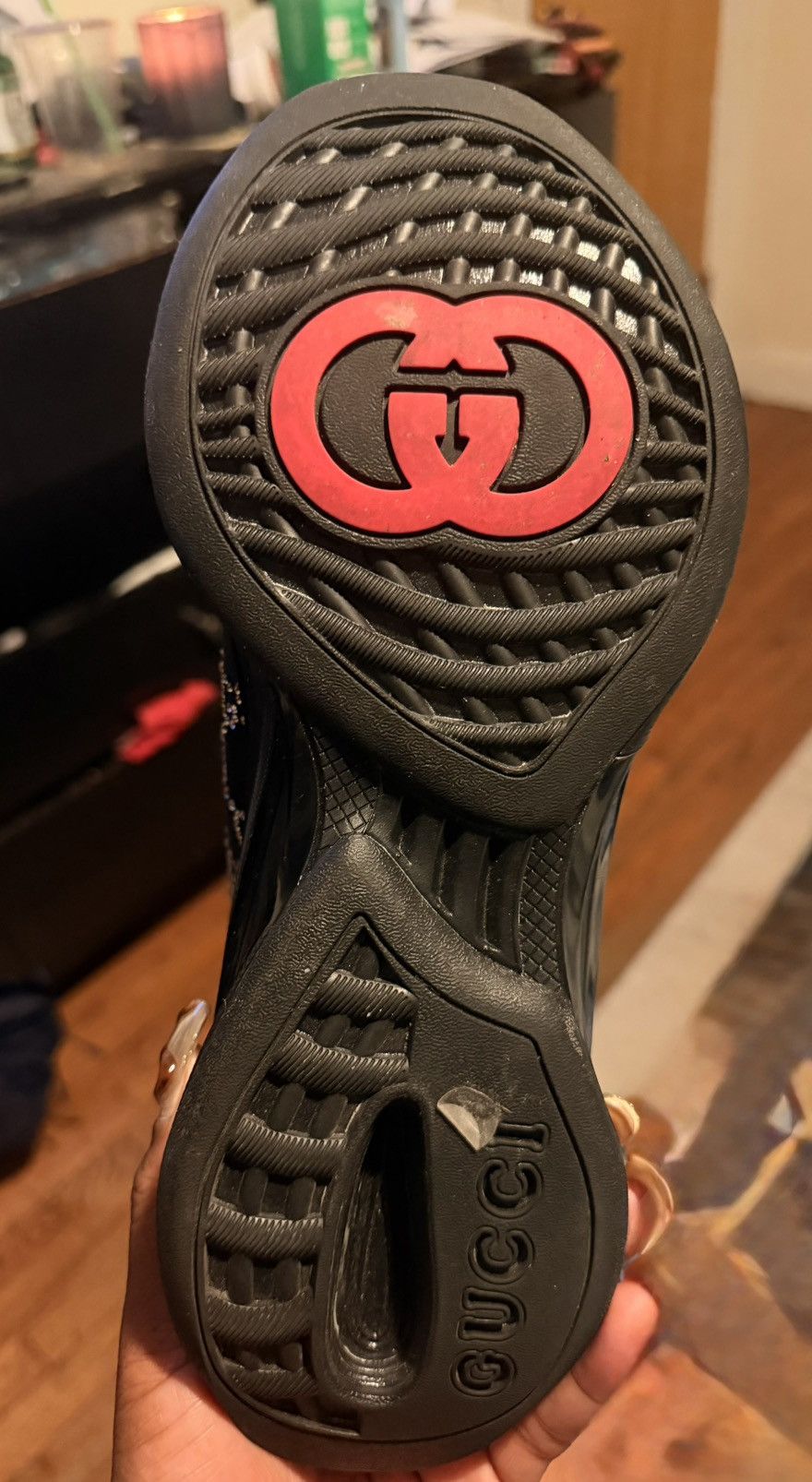 Gucci Gucci Black Run GG Crystal Sneaker Size US 8 / IT 38 - 12 Thumbnail