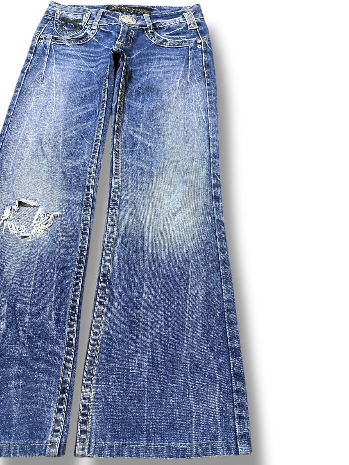 Japanese Brand Vintage Red Pepper Baggy Wide Leg Embroiddery Denim Size US 29 - 4 Thumbnail