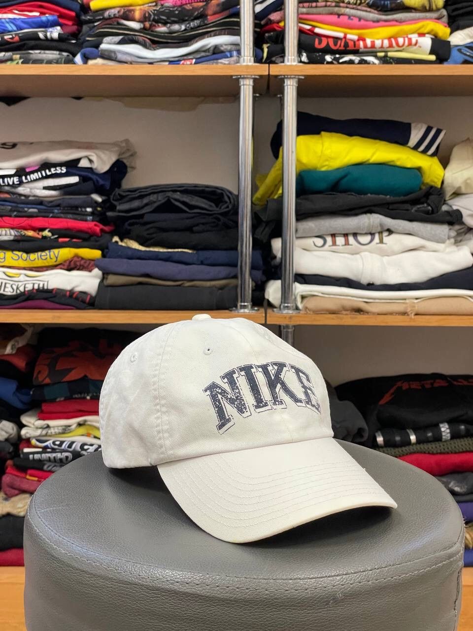 Nike × Vintage Vintage drill y2k Nike Spell Out big Logo Cap Size ONE SIZE - 1 Thumbnail