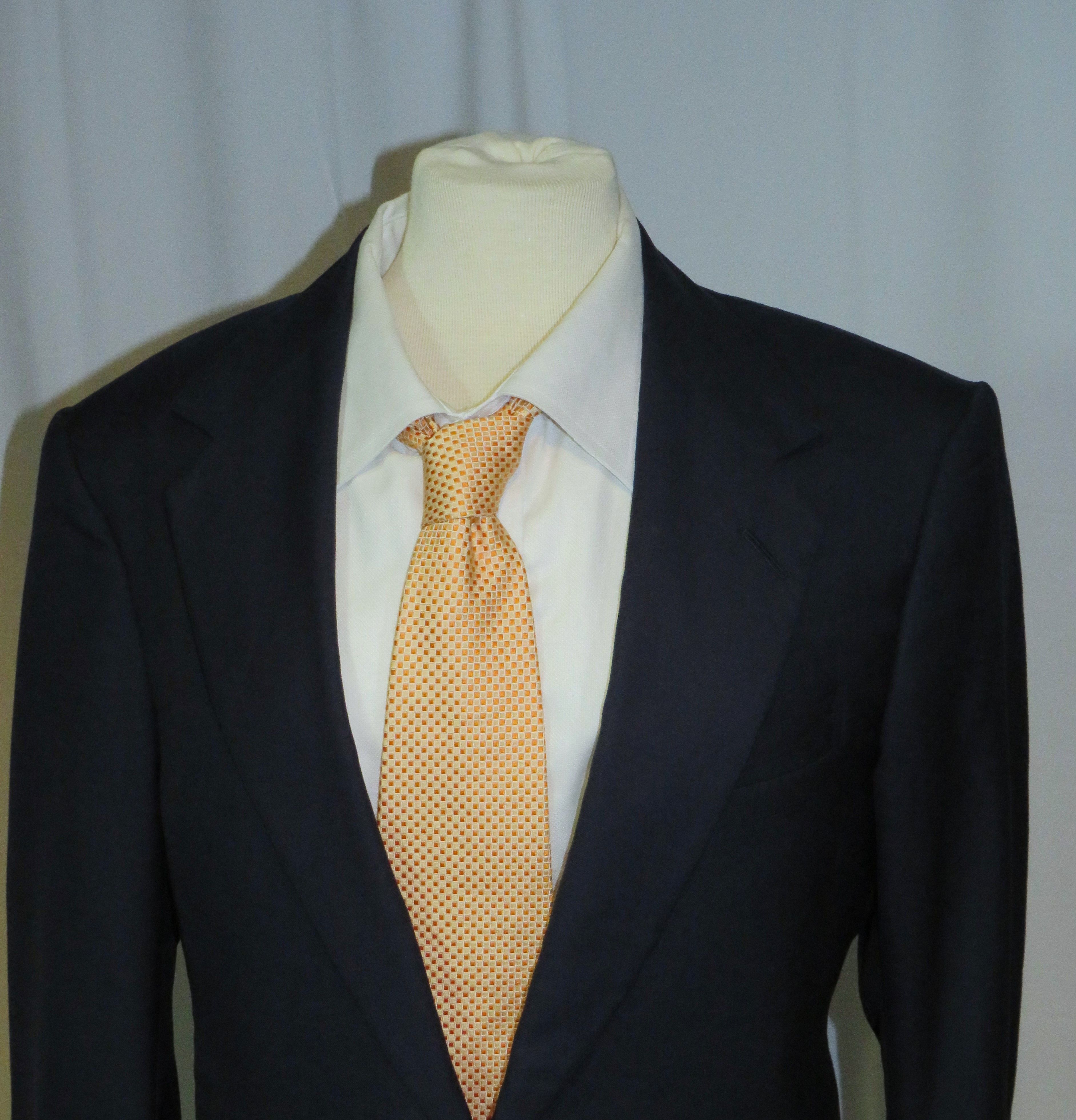 Huntsman × Savile Row Bespoke 2021 Solid Navy One Button Suit 36S Size 36S - 4 Thumbnail