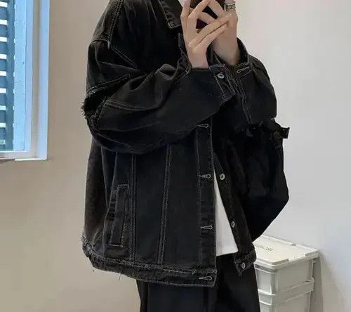 Japanese Brand Retro Black Oversized Harajuku Denim Jacket Size US M / EU 48-50 / 2 - 4 Thumbnail