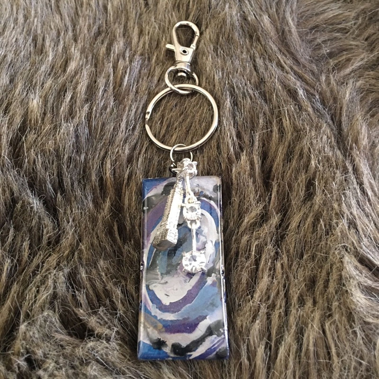 Handmade Vintage repurpose salvaged estate gem keychain Size ONE SIZE - 4 Thumbnail
