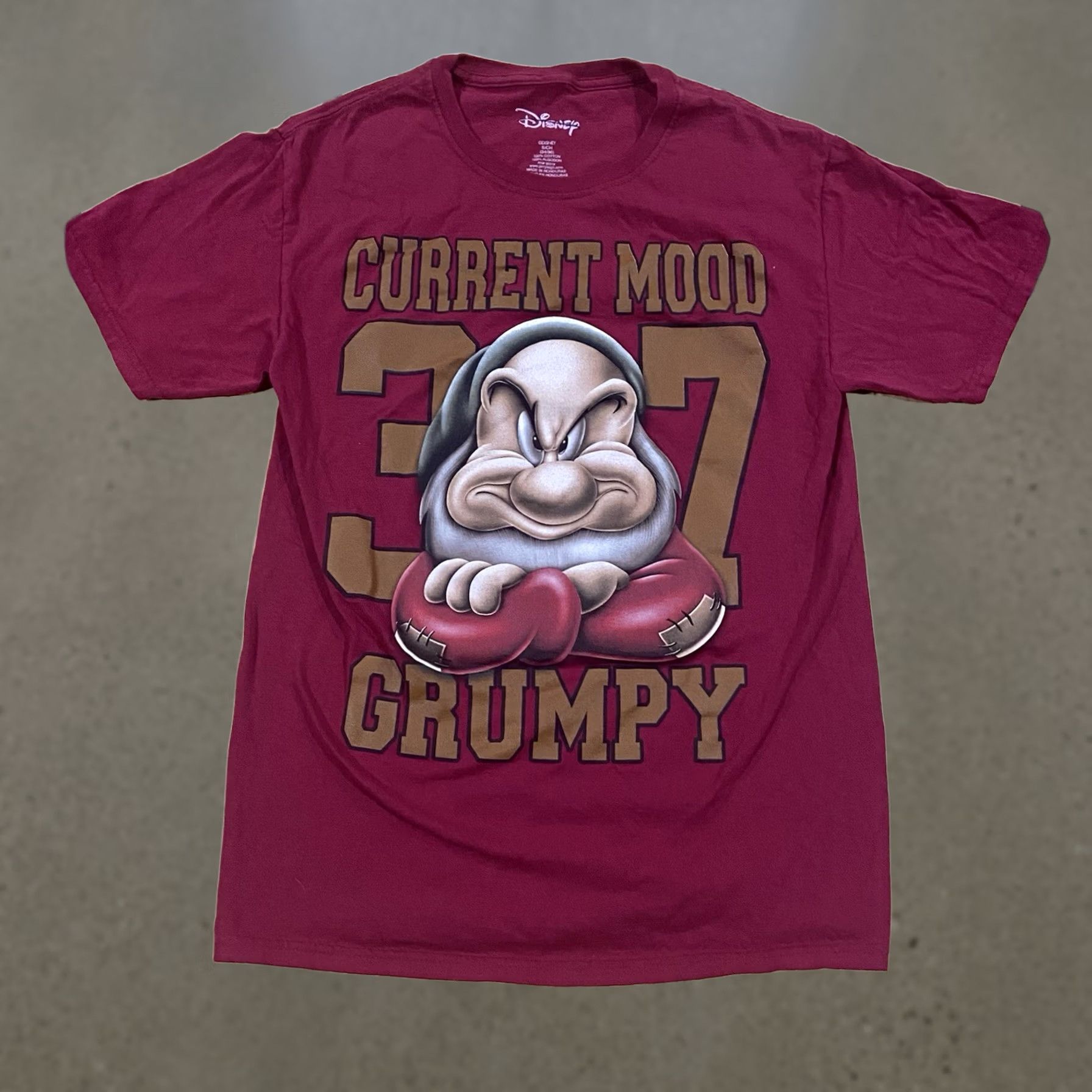 Disney Disney Current Mood Grumpy Shirt Mens S Red Crew Neck Cotton T-Shirt Disney Character Short Sleeve All Seasons Size US S / EU 44-46 / 1 - 1 Thumbnail