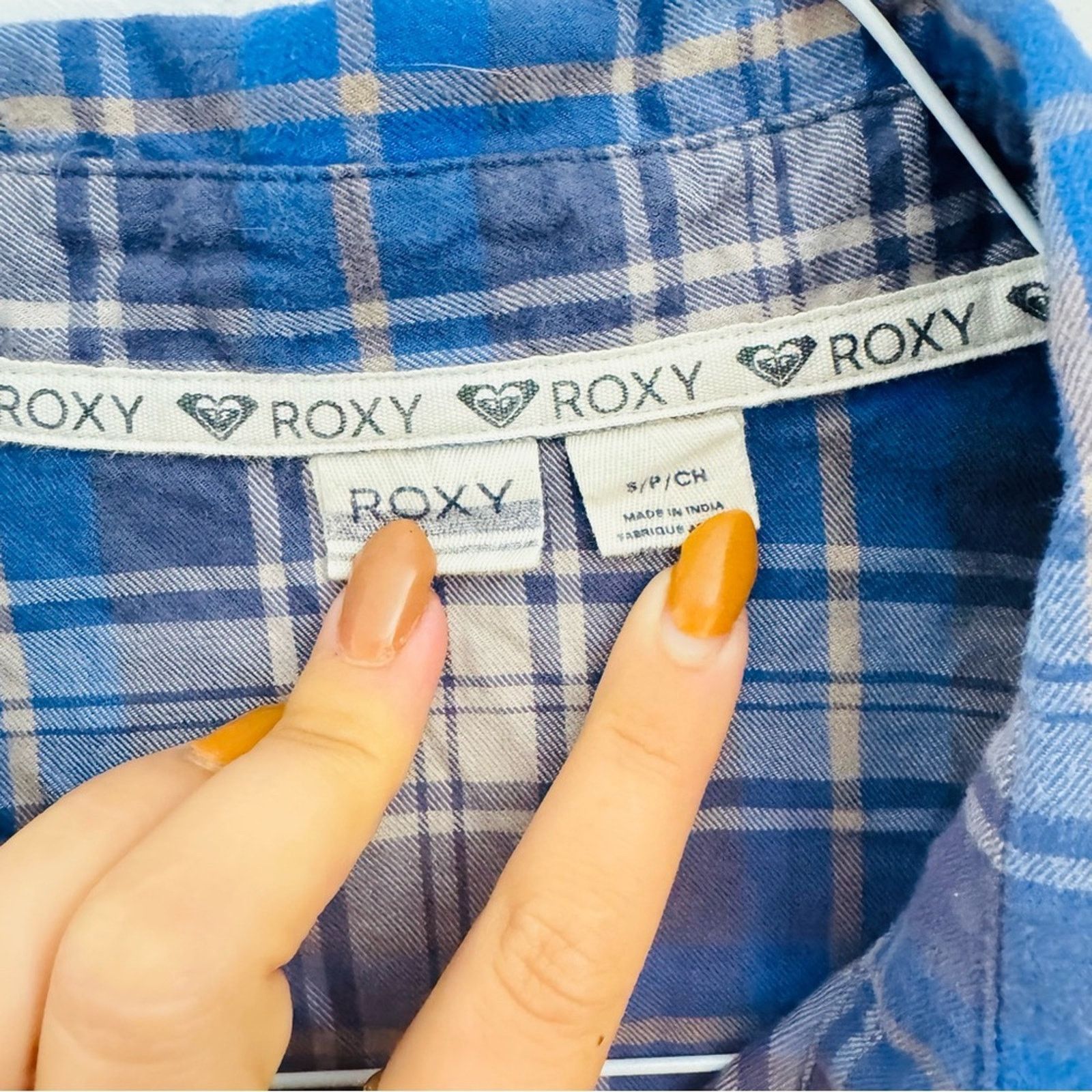 Quicksilver ROXY Blue White Grey Stripe Plaid Button Shirt Top Blouse S Size S / US 4 / IT 40 - 3 Thumbnail