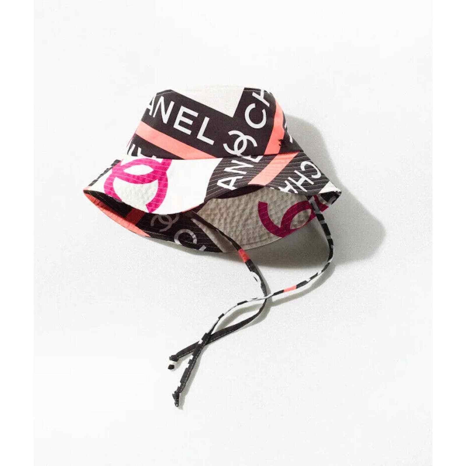 Chanel 22S Fabric CC Logo Sun Cloche Bucket Hat Small S