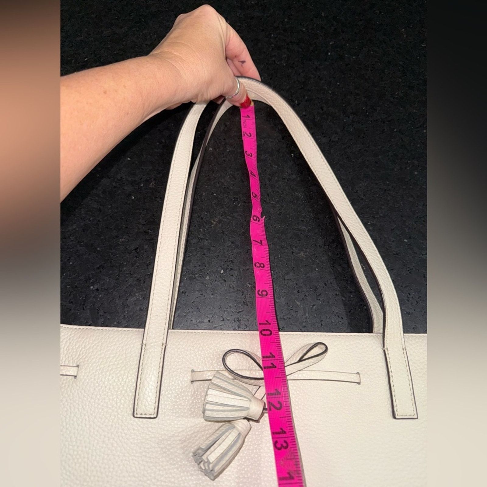 Kate Spade Kate Spade Hayes Ivory Pebbled Leather Double Handles Tote Size ONE SIZE - 16 Thumbnail