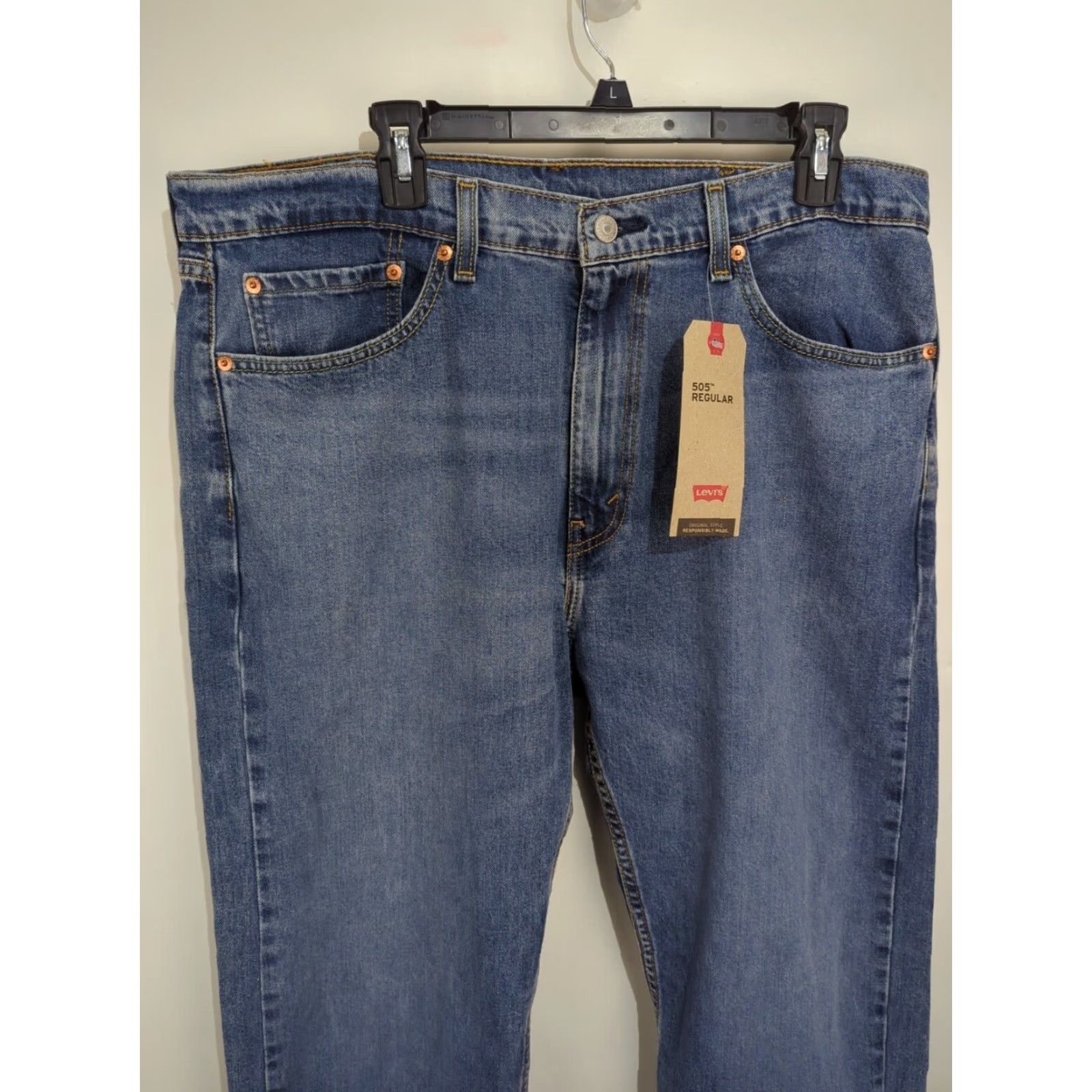 Levi's Levis 505 Flex Stretch Regular Fit Jeans Straight Leg Medium Wash 38x30 New NWT Size US 38 / EU 54 - 2 Thumbnail
