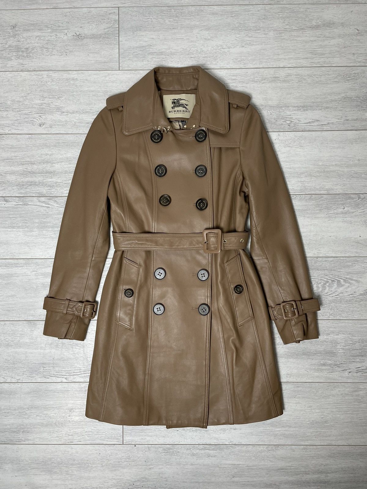 Burberry Burberry London Tench Coat Nova Check Brown Leather women’s Size M / US 6-8 / IT 42-44 - 1 Thumbnail
