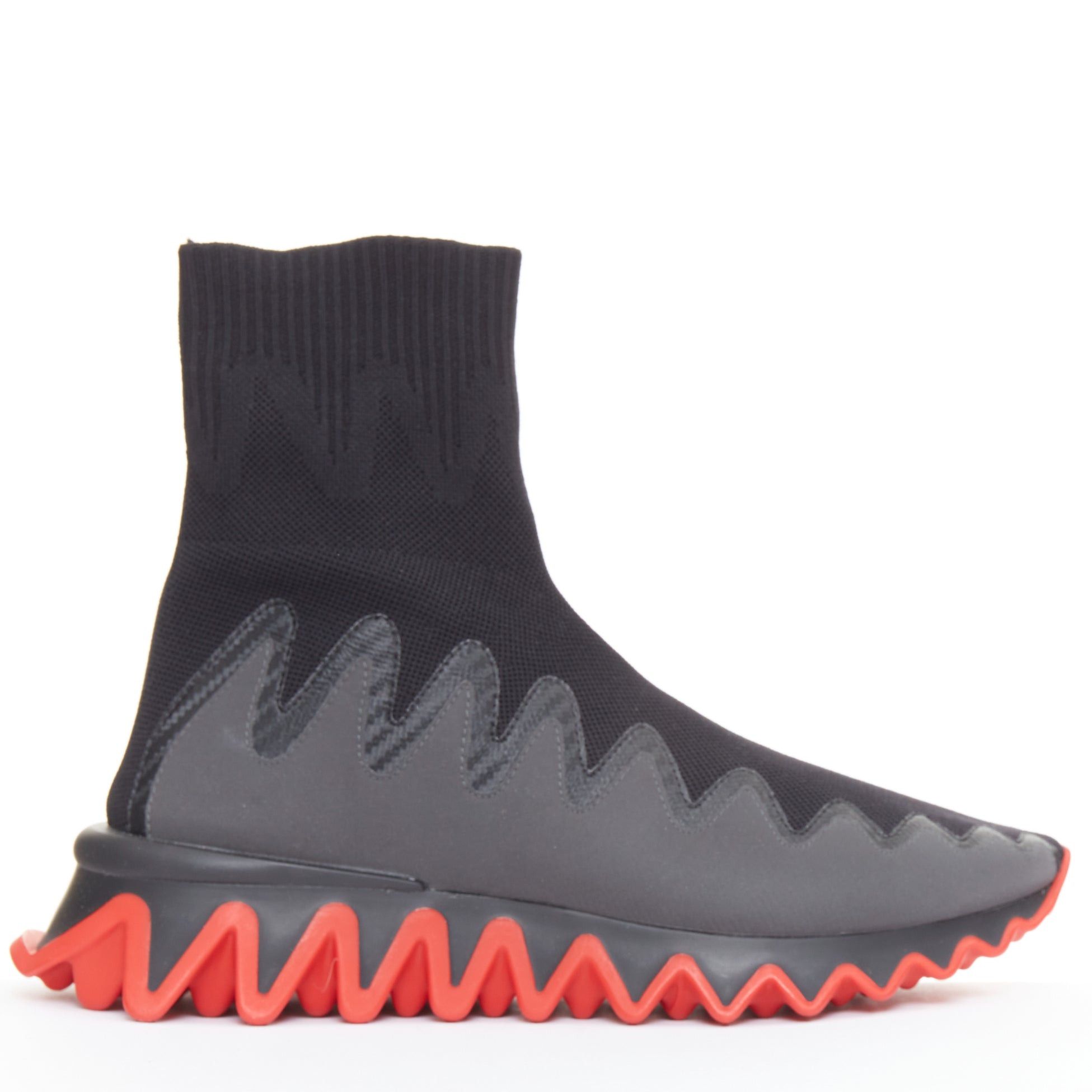Christian Louboutin CHRISTIAN LOUBOUTIN Sharky Sock black sock knit spikey rubber sole ankle sneaker boot EU42 US9 Size US 9 / EU 42 - 1 Thumbnail