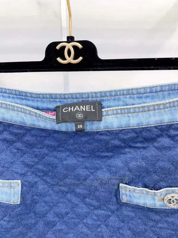 Chanel Chanel Blue Cotton Blend Short Skirt . Size 23" - 6 Thumbnail