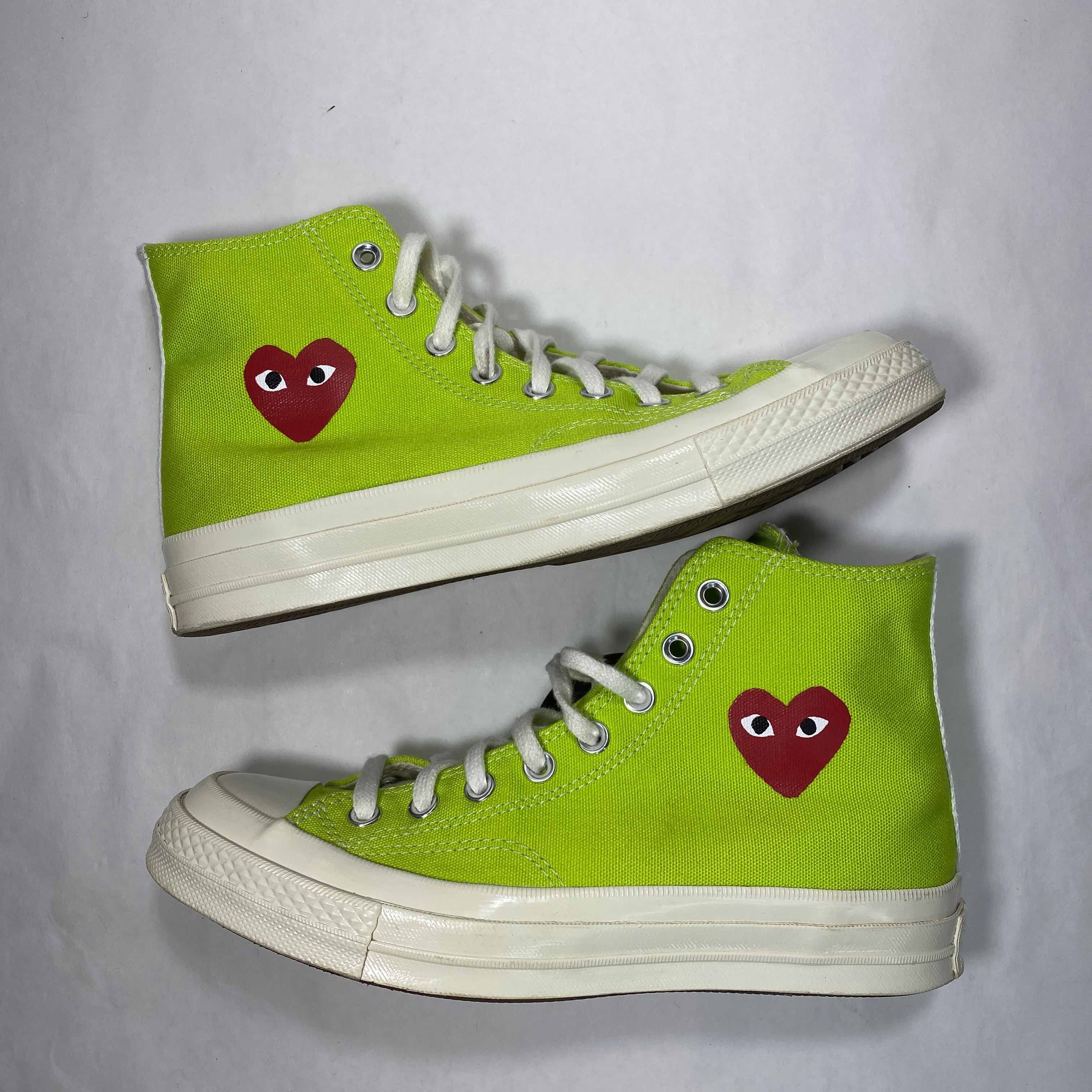 Converse Comme des Garcons PLAY x Chuck 70 High Bright Green Grailed