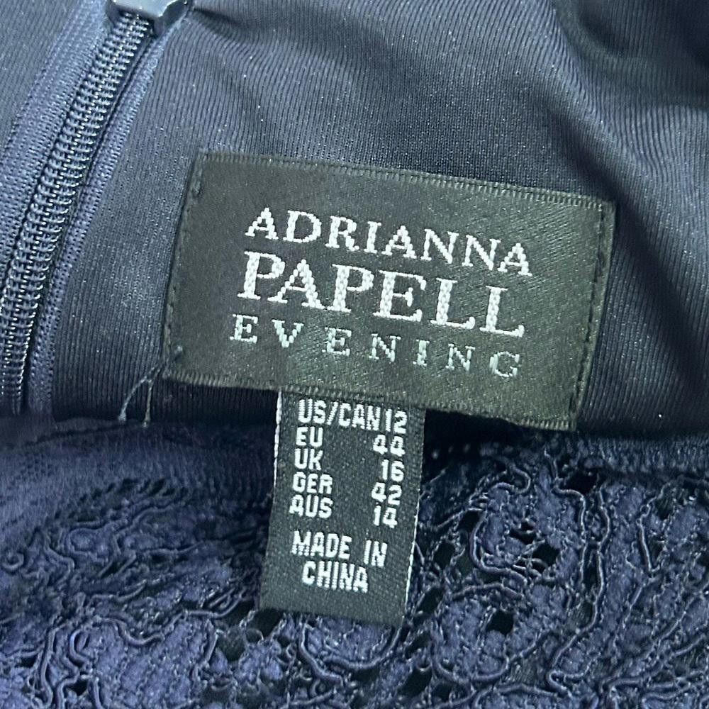Designer Adrianna Papell l Navy Lace Sheath Dress 12 Size XL / US 12-14 / IT 48-50 - 8 Thumbnail